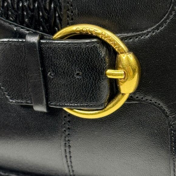Cole Haan Women's Clover Stretch Tall Boots 6 Riding Buckle Equestrian Black NEW - Picture 6 of 10